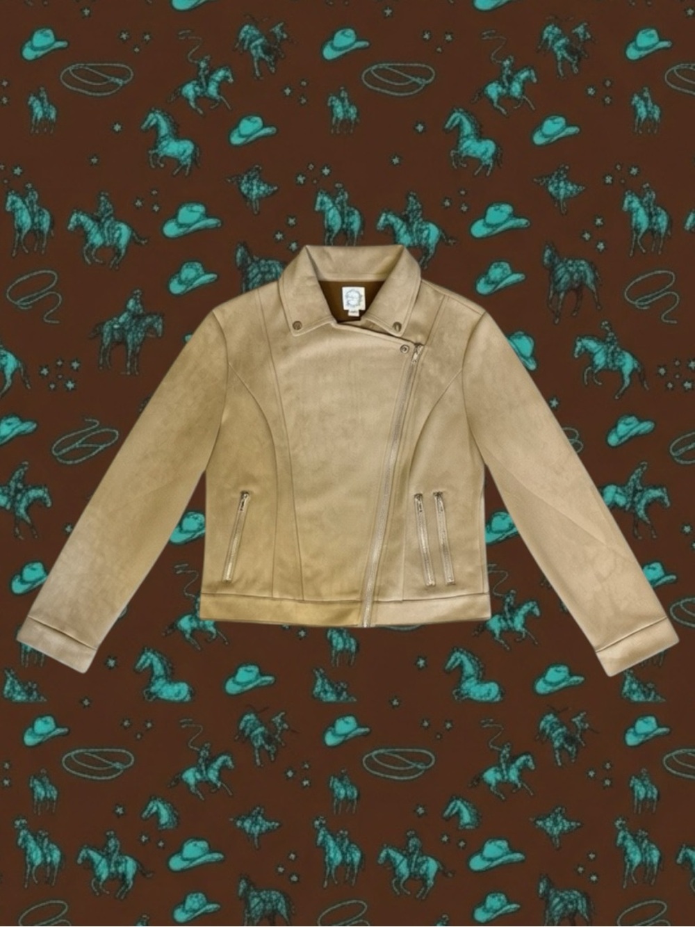 Blue Rain Retro Boho Western Coastal Grandma Bikercore Indie Minimalist Jacket M